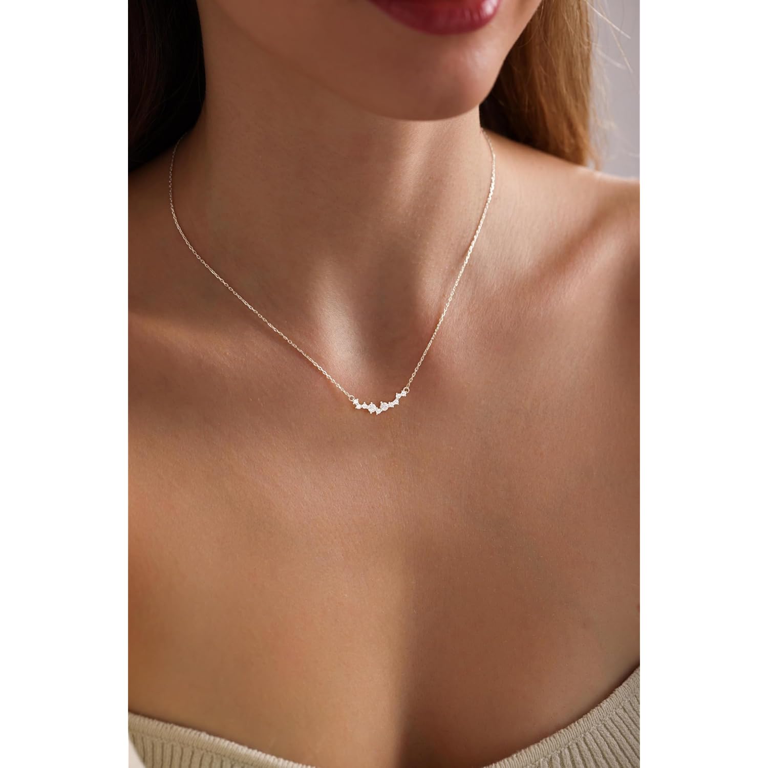 Mothers Day Gifts for Mom CZ Diamond Necklace for Women Dainty Square Cubic Zirconia Splints Solitaire Pendant Necklace for women 14kGold/Silver Plated Different Width Square CZ Pendant Necklaces Simulated Diamond Bridesmaid Jewelry for Women