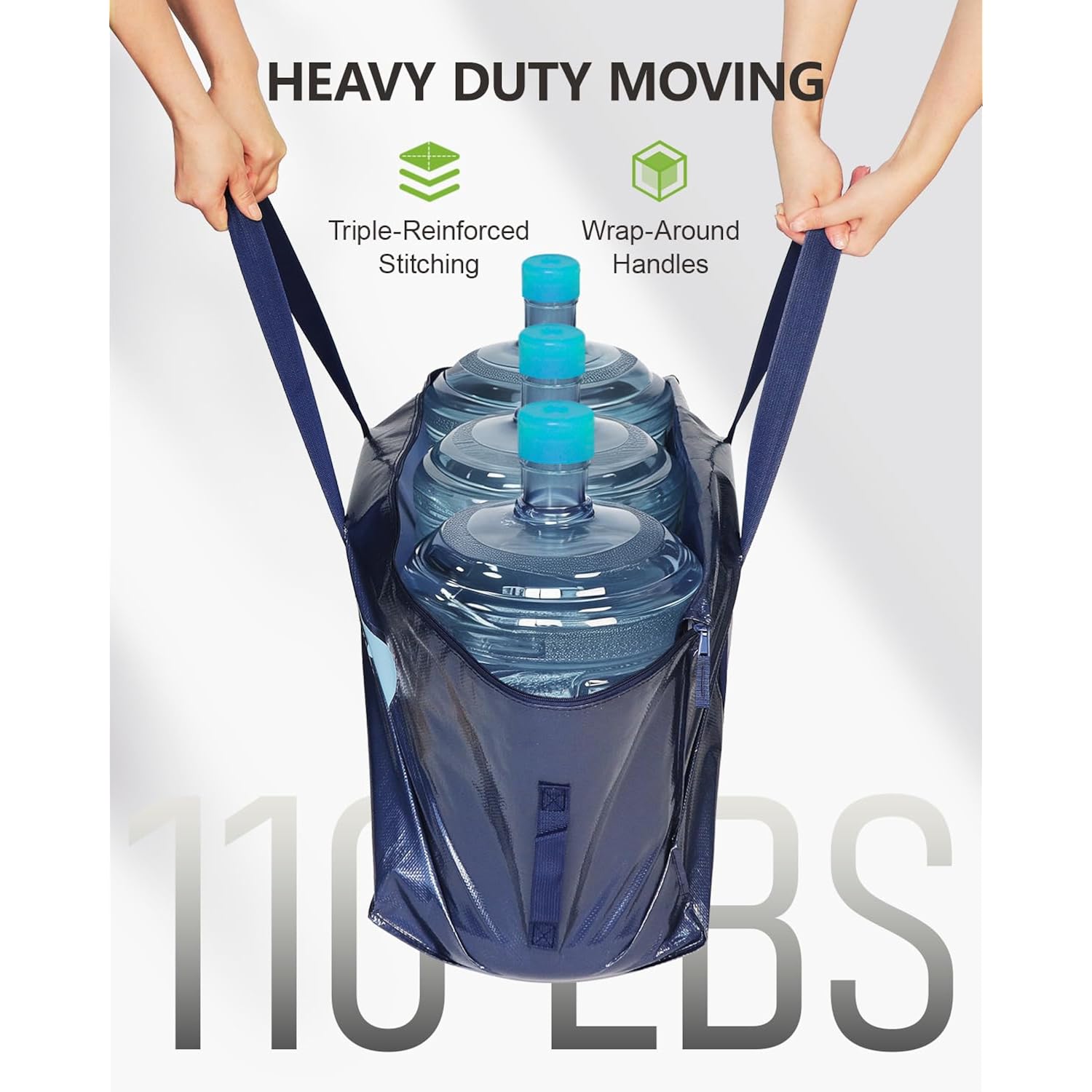Heavy Duty Moving Bags Extra Large, Premium Storage Bags With Durable Zippers, Reinforced Handles, Moving Supplies For Clothes, Bedding, College Dorm Essentials, 8 Pack Blue