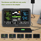 Dreamsky Weather Station Indoor Outdoor Thermometer Wireless, Atomic Clock | Digital Large Display With Backlight Dimmer, Usb Port, Inside Outside Temperature Humidity Monitor For Home (Plug-In)