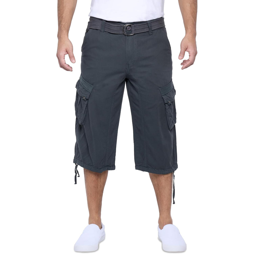 X Ray Men'S Belted Long Cargo Shorts For Men, Below Knee Length Mens Cargo Shorts, 3/4 Pants (Big And Tall Shorts For Men)