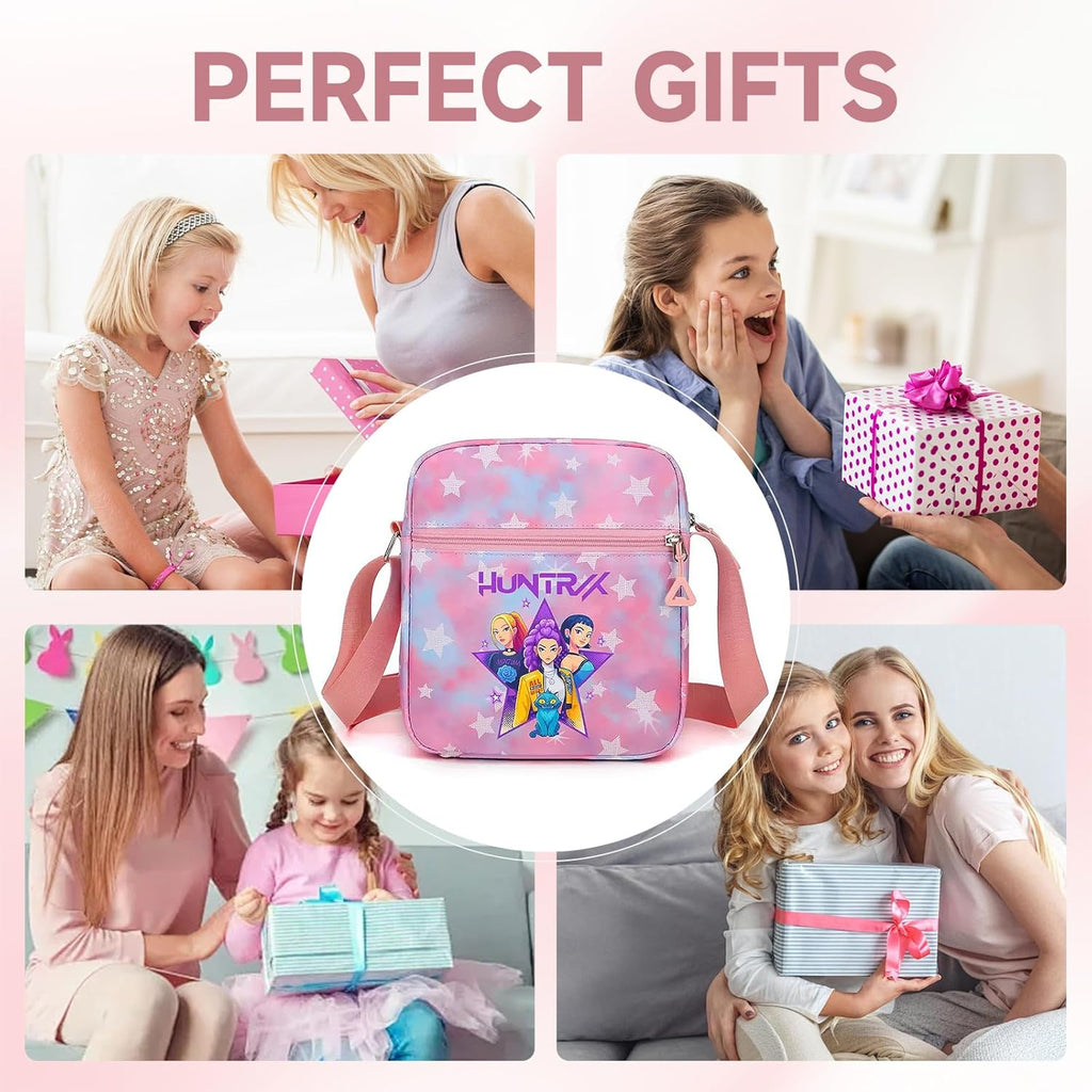 K-pop Crossbody Bag with Zipper, Cute Cartoon Shoulder Bag with Adjustable shoulder straps, Anime Merch for Womens Birthday Gifts