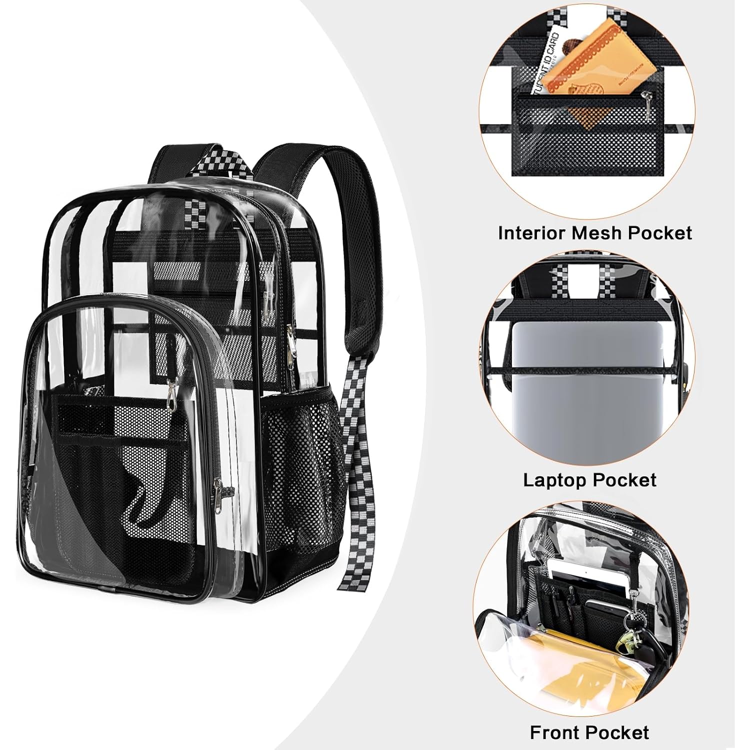 Clear Backpack Transparent Heavy Duty School Pvc Bookbag See Through Bag Boys And Girls For College Work Travel Security