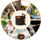 50Ft Flexible Garden Hose & 10Modes Nozzle,Lightweight Water Hose,Kink-Free,All-Weather Heavy Duty Hose For Rv,Boat,Car Wash,Garden,Yard,Camper,Outdoor (Orange-Black, 50 Feet)