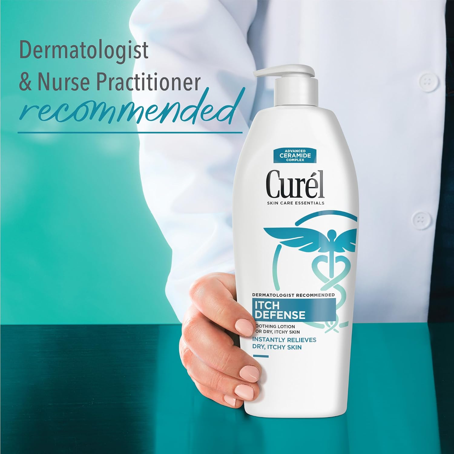 Curel Itch Defense Lotion For Sensitive And Dry Skin, Hand And Body Lotion That Helps Prevent Flare-Ups, Soothes Itchy Skin, Ceramide Moisturizer, Body Care, 20 Oz