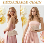 lovyoCoCo Clutch Purse for Women Soft Pleated PU Wedding Clutch, Elegant Evening Bag for Galas, Proms,Cocktail Parties