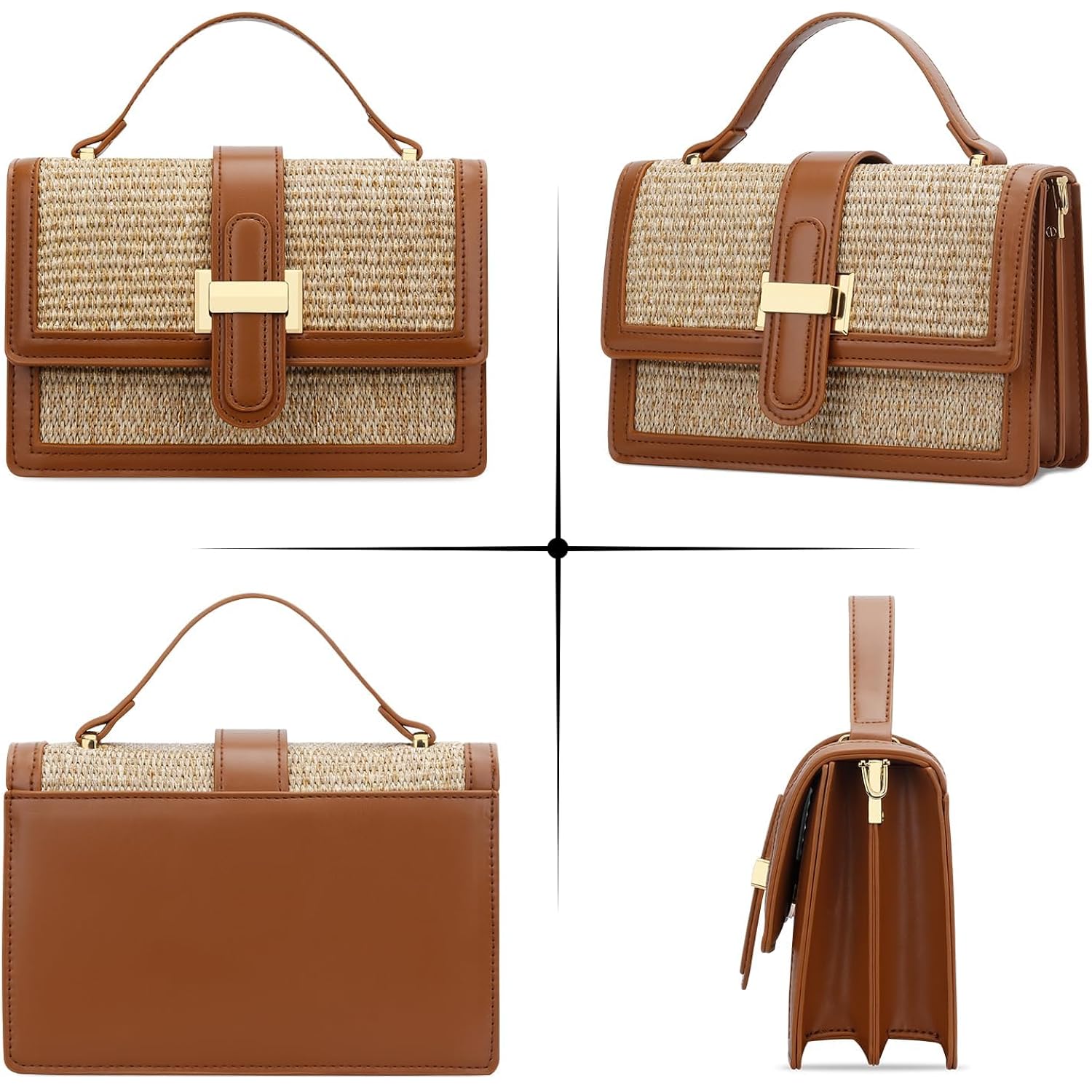 KKXIU Crossbody Bags for Women - Top Handle Purses for Lady, Leather Handbags Shoulder Clutch with Adjustable Shoulder Strap