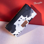 Montana West Wrangler Cow Print Bifold Wallet Women'S Wallets, Card Cases & Money Organizers Women Credit Card Wallet For Ladies Female Cash Wallett Black Wallets With Smooth Zipper