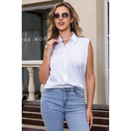 Womens Sleeveless Button Down Shirts Wrinkle Free Solid Business Casual Blouses For Women Office Work Tops