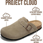Project Cloud 100% Genuine Leather Footbed Clogs For Women - Memory Foam Arch Support Slippers For Women - Trendy Slip-Ons Women'S Mules & Clogs Sandals