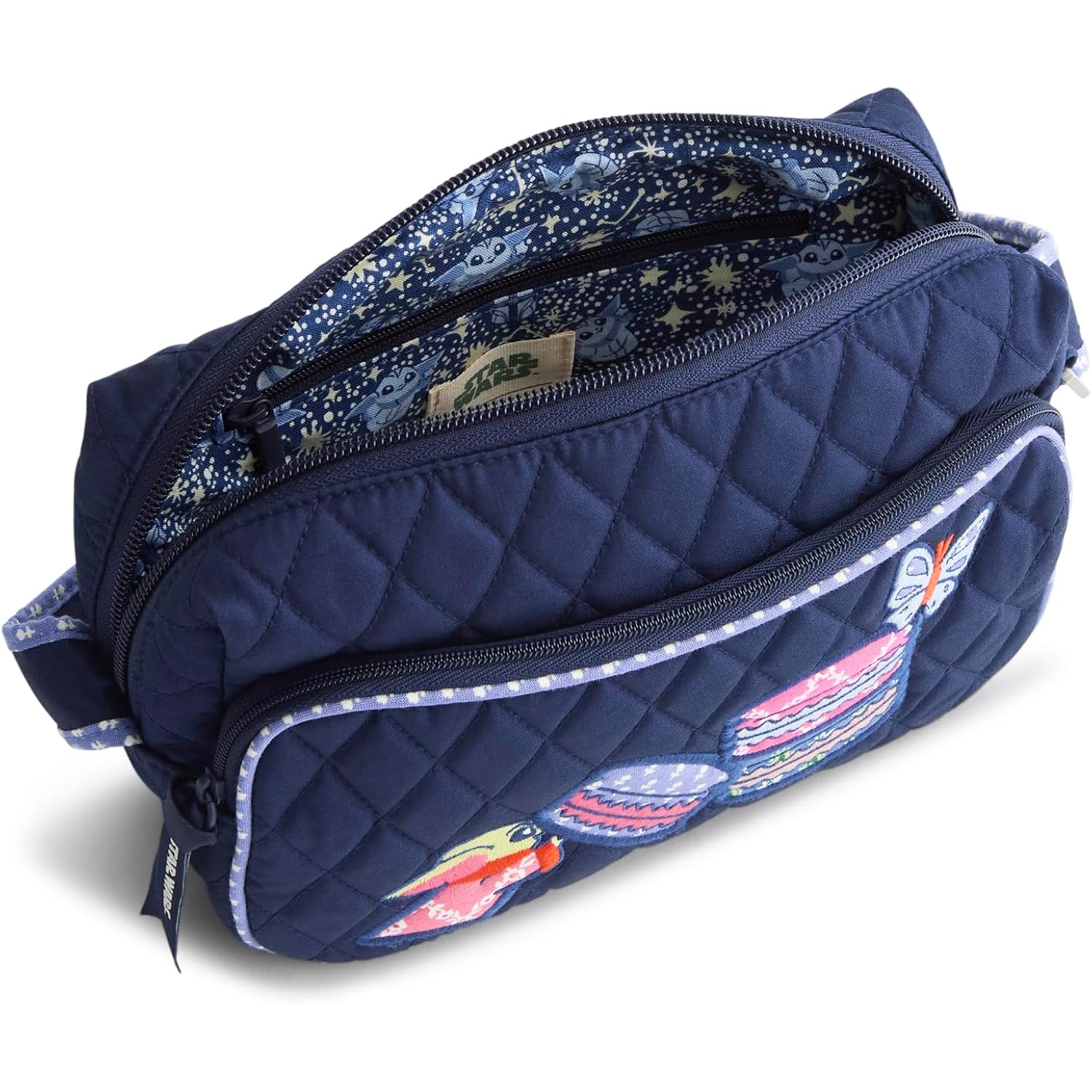 Vera Bradley Women'S Star Wars Premium Cotton Becker Camera Bag Crossbody – Small Shoulder Purse – Grogu Macarons