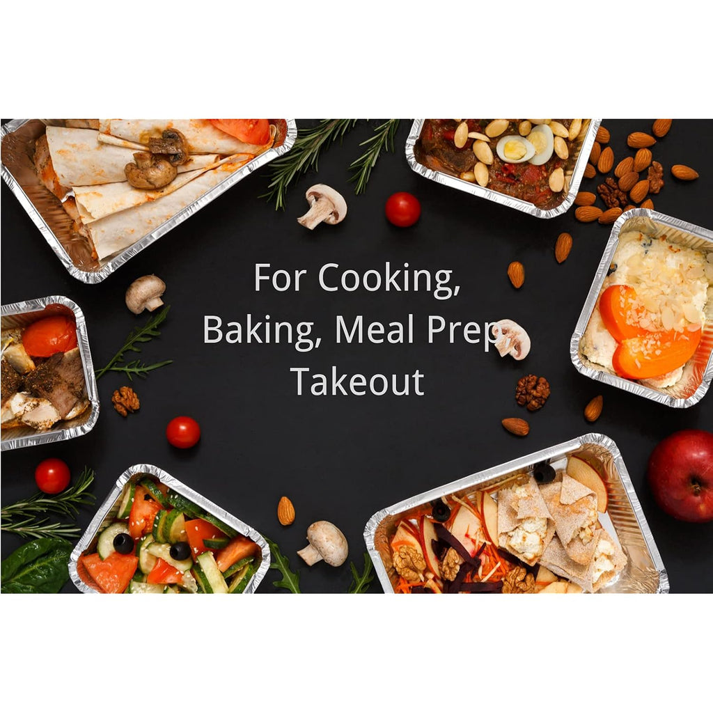 Aluminum Pans with Lids (50-Pack, 8.5"×6") 2.25 LB Capacity Foil Food Containers with Lids - 50 Pans and 50 Cardboard Covers - Disposable Tin Foil Pans - for Baking, Meal Prep and Freezer, Takeout
