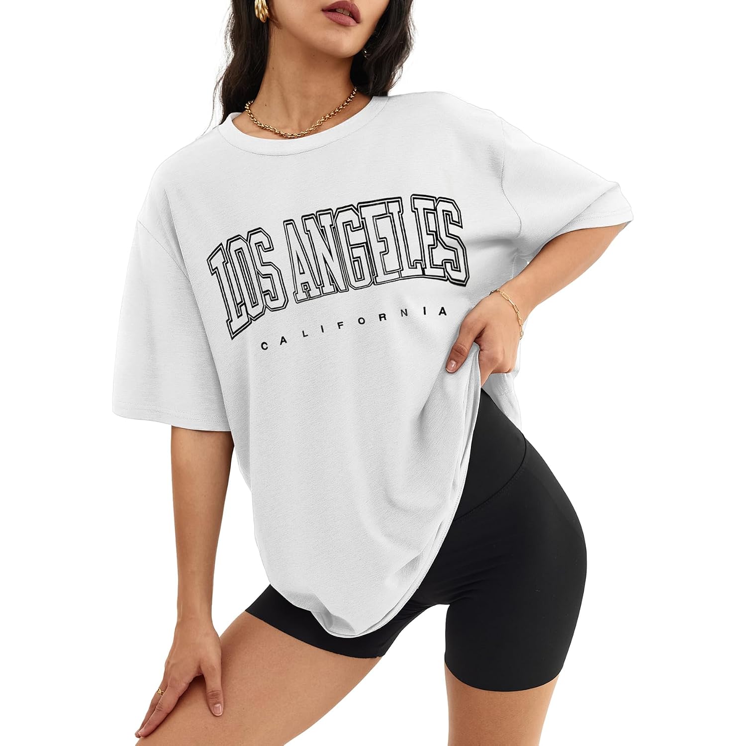 ATHMILE Womens Oversized T Shirts Casual Tee Workout Tops Gym Clothes Summer Loose Fit Short Sleeve Graphics Basic Y2K 2026 White-p