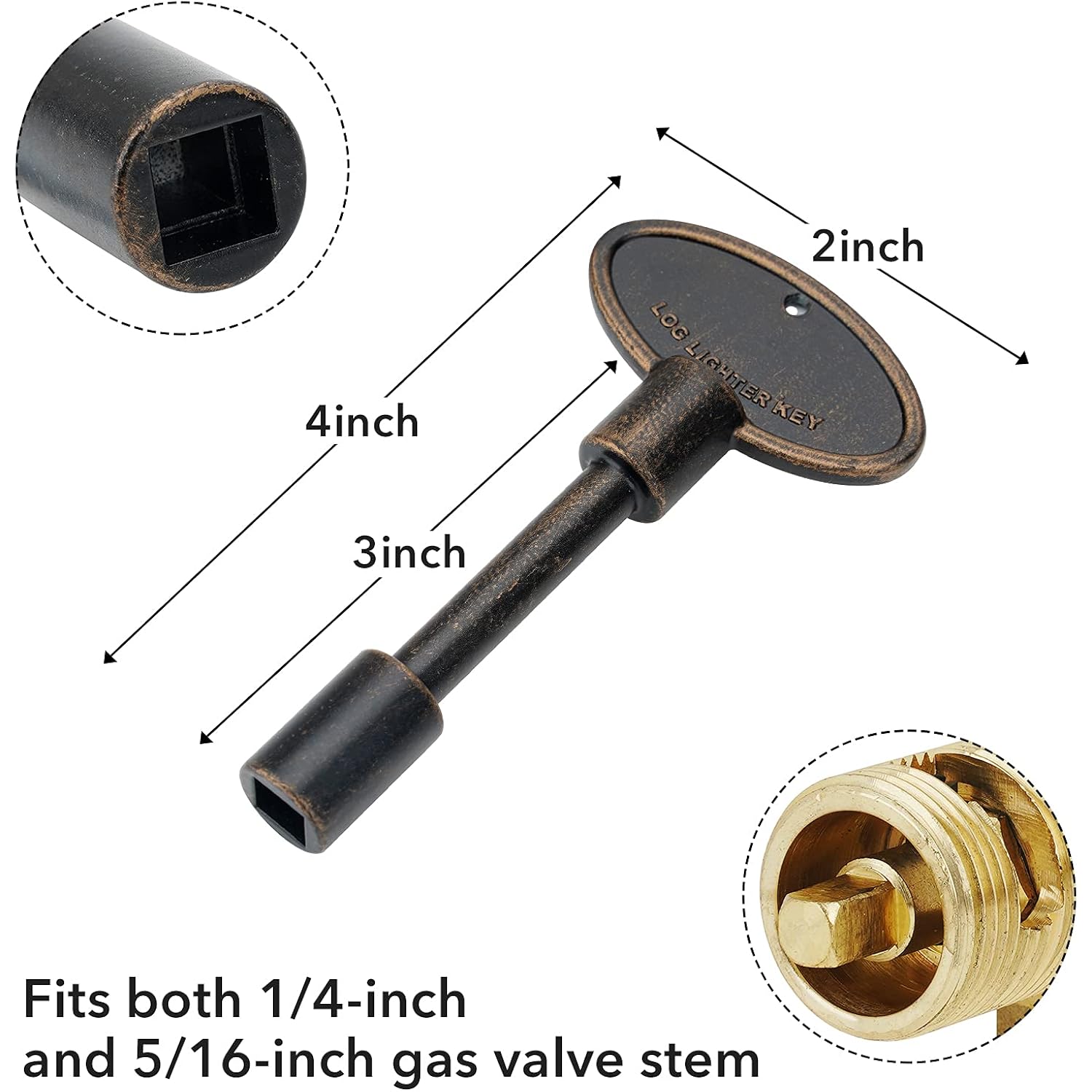 Stanbroil Universal 3-Inch Gas Valve Key Antique Copper | Fits 1/4" And 5/16" Turn Ball Valve For Gas Fire Pits And Fireplaces