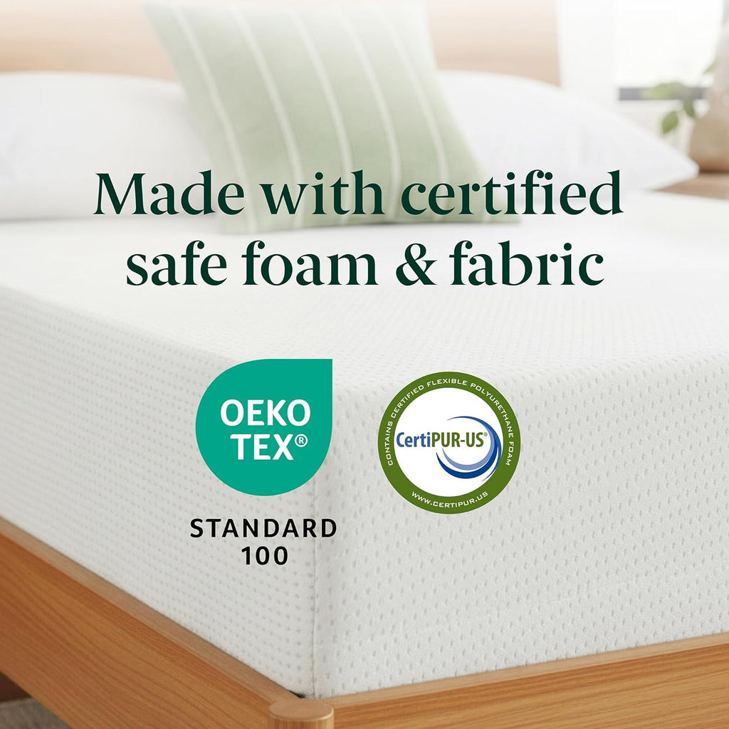 Zinus 6 Inch Twin Green Tea Memory Foam Mattress [New Version], Fiberglass Free, Medium Firm Feel, Zoned Pressure Relief, Certified Safe Foams & Fabric, Mattress in A Box