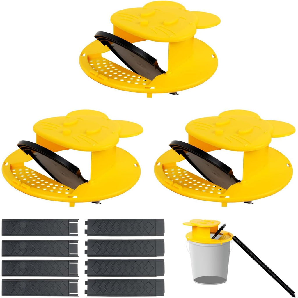 3Pc Bucket Mouse Trap - Mouse Traps Indoor For Home - Abs Material | Multi-Catch, Auto-Reset, Humane Or Lethal Rat Trap, No Chemicals Or Glue Needed