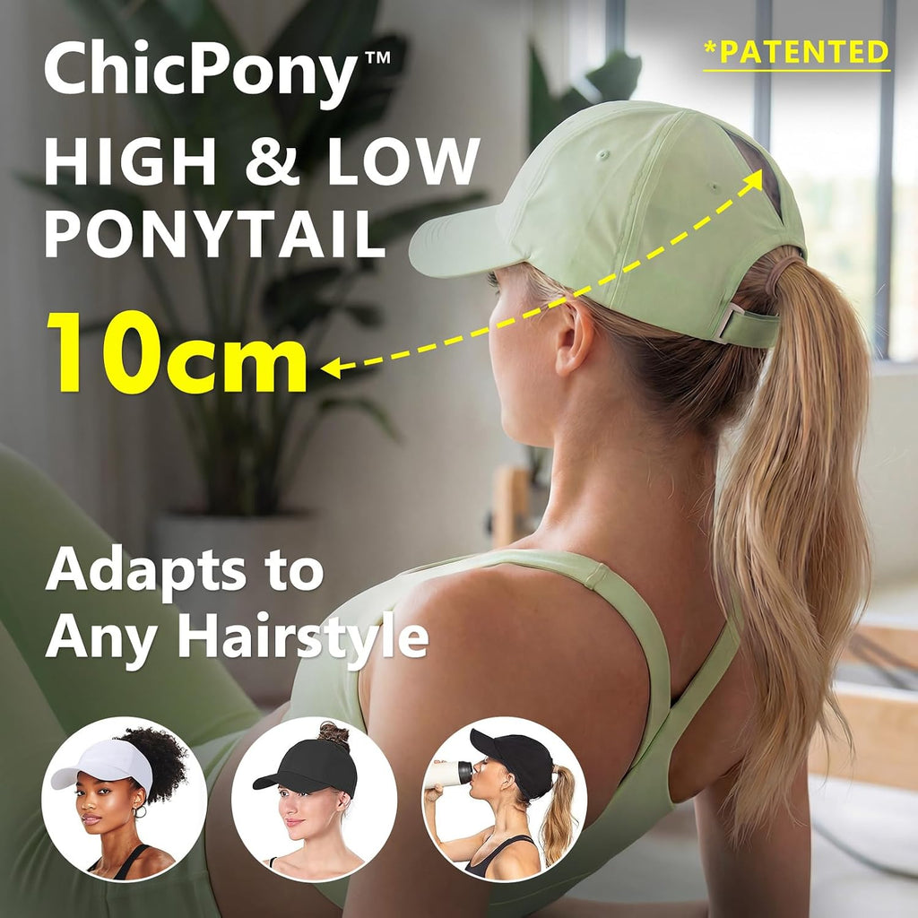 TOP-EX ChicPony™ Women's High Ponytail Baseball Cap, UPF 50+ Cooling Breathable Hat for Running Golf & Big Heads Sun Faded Yellow