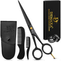 DEMAXA 5" Professional Beard Scissors for men Mustache Scissors with 1 Mustache Comb, 1 Beard Comb & Soft Pouch – Prefect Beard shears mustache kit for All Facial Hair – moustache Grooming kit for Men
