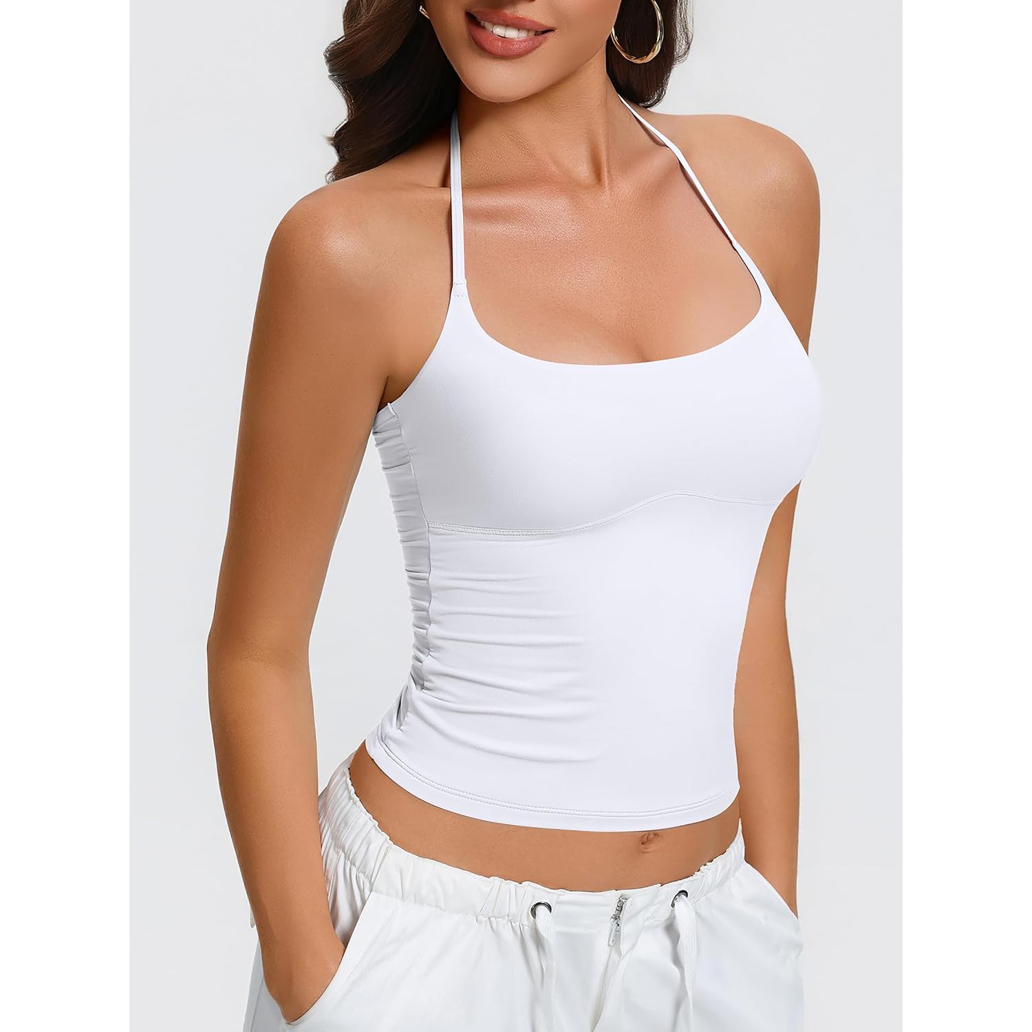 Avidlove Halter Tops For Women Backless Double Lined Tank Top Going Out Y2K Trendy Camisole Crop Tops