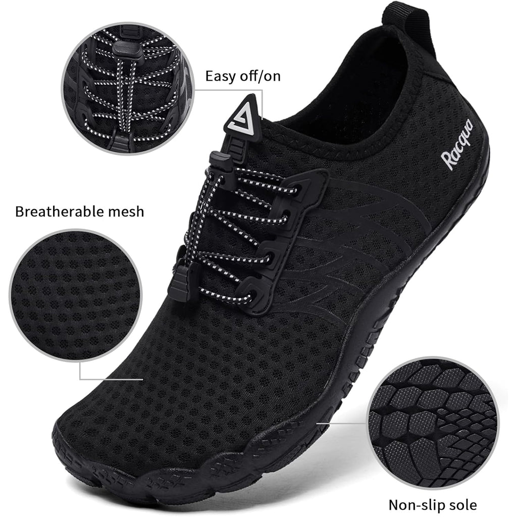 Racqua Water Shoes Quick-Dry Swim Shoes Breathable Lightweight Beach Shoes Pool Barefoot Aqua For Women Men