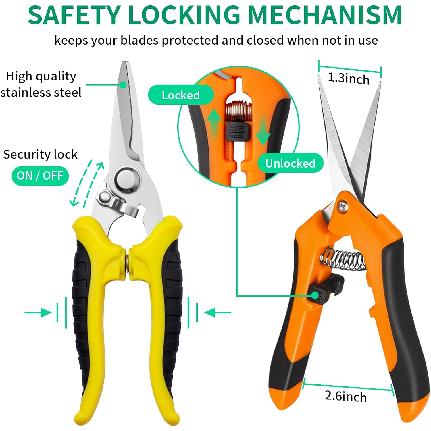 Garden Pruning Shears 3 Pack Gardening Shears Garden Scissors Stainless Steel Plant Flower Scissors Clippers Pruning Shears Tijeras De Jardinería