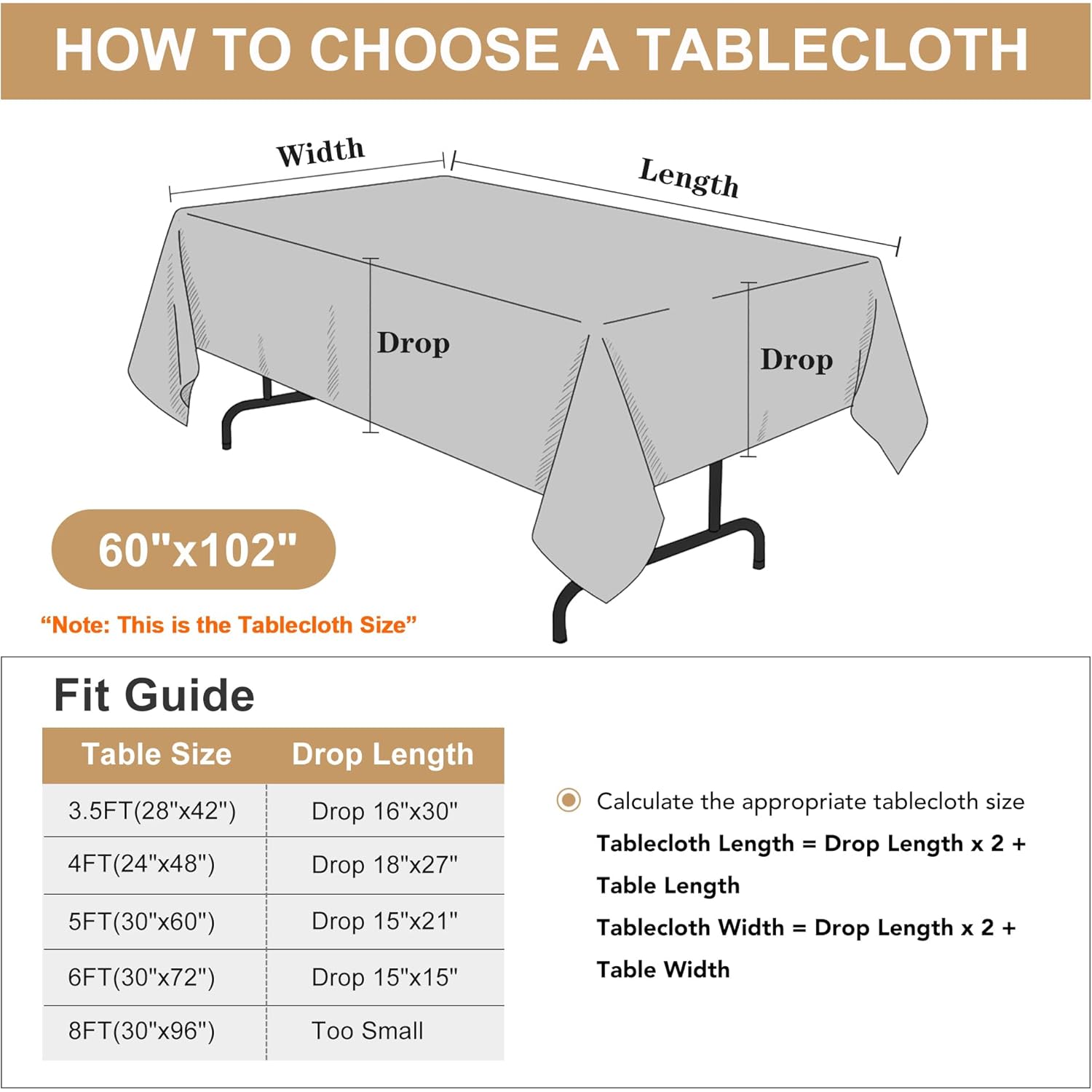 sancua 2 Pack White Tablecloth 60 x 102 Inch, Rectangle 6 Feet Table Cloth - Stain and Wrinkle Resistant Washable Polyester Table Cover for Dining Tables, Buffet Parties and Camping