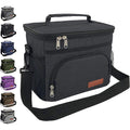 ExtraCharm Insulated Lunch Bag for Women/Men - Reusable Lunch Box for Office Picnic Hiking Beach - Leakproof Cooler Tote Bag Organizer with Adjustable Shoulder Strap for Adults - Black