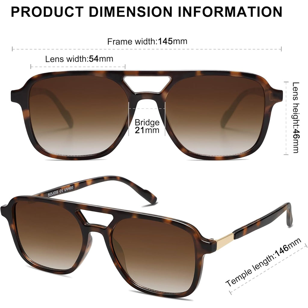 SOJOS Retro Aviator Sunglasses for Women Men,Trendy Rectangle Womens Mens Shades Sun Glasses SJ2202