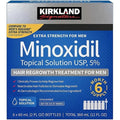 Kirkland Signature Minoxidil Topical Solution USP 5%, Extra Strength Hair Regrowth Treatment for Men, 6 Months Supply