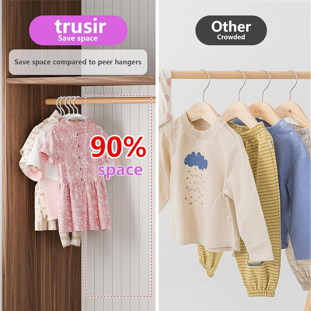 Kids Hangers - 100 Pack, 11.5 Inch White Baby & Toddler Hangers For Closet - Ideal For Baby Standard Use