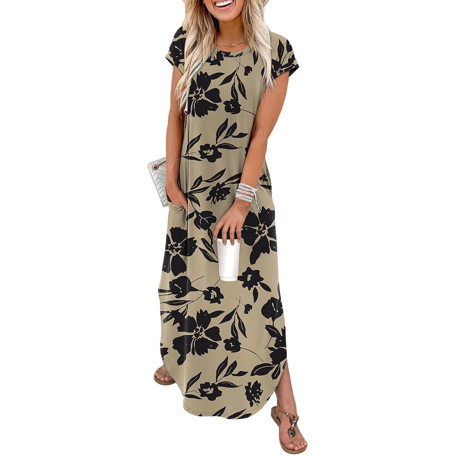 Wiholl Summer Dresses Cap Sleeve Crewneck Maxi Long Casual Dress With Pockets Beach Vacation Sundresses 2026 Trendy