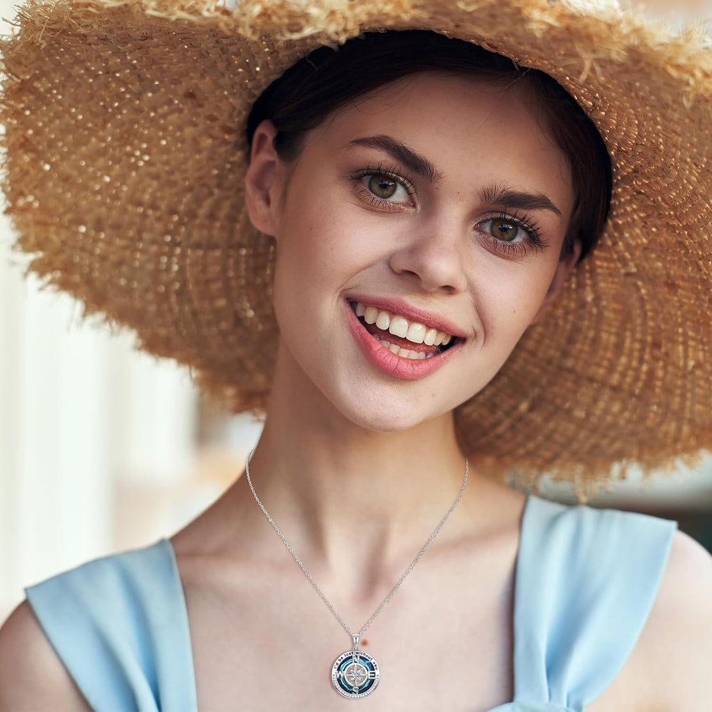 Mothers Day Gifts for Wife Compass Necklaces for Womens Jewelry for Wife Birthday Gift Ideas Wedding Anniversary Birthday Gifts for Wife Her Necklace, 18k Real Gold Filled S925 Sterling Silver Based