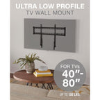 Sanus Low Profile Tv Wall Mount For 40" To 80" Tvs - Universal Fixed Wall Mount Tv Bracket, Slim 1” Profile - 3 Step Easy Install W/Included Hardware - Ul Certified