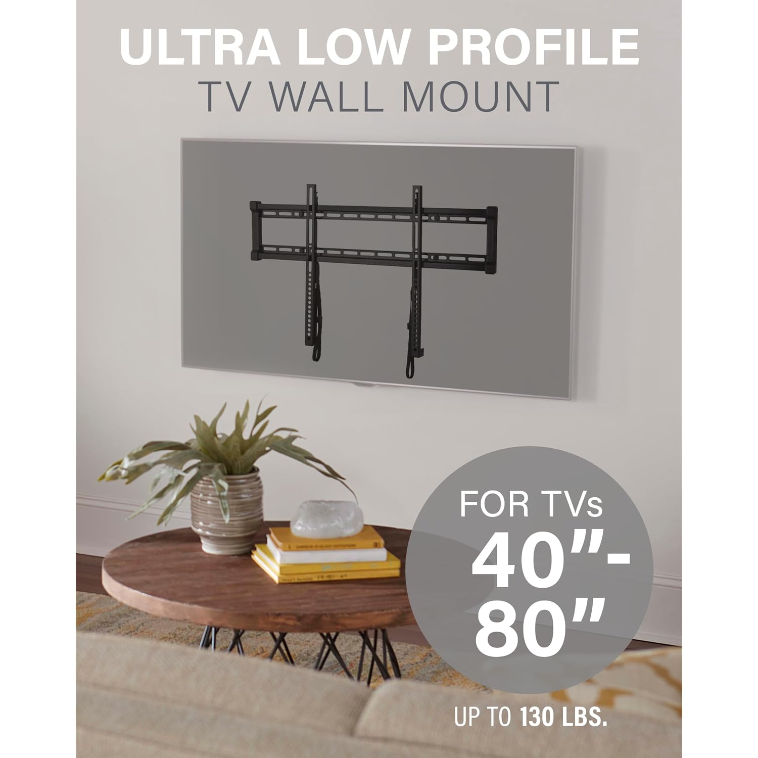 Sanus Low Profile Tv Wall Mount For 40" To 80" Tvs - Universal Fixed Wall Mount Tv Bracket, Slim 1” Profile - 3 Step Easy Install W/Included Hardware - Ul Certified