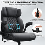 500Lbs Big And Tall Office Chair Adjustable Lumbar Support For Back Pain, Extra Wide Seat Executive Office Chair Thick Armrest Pad, Heavy Duty Base&Upgraded Wheels, Ergonomic Comfy Computer Desk Chair