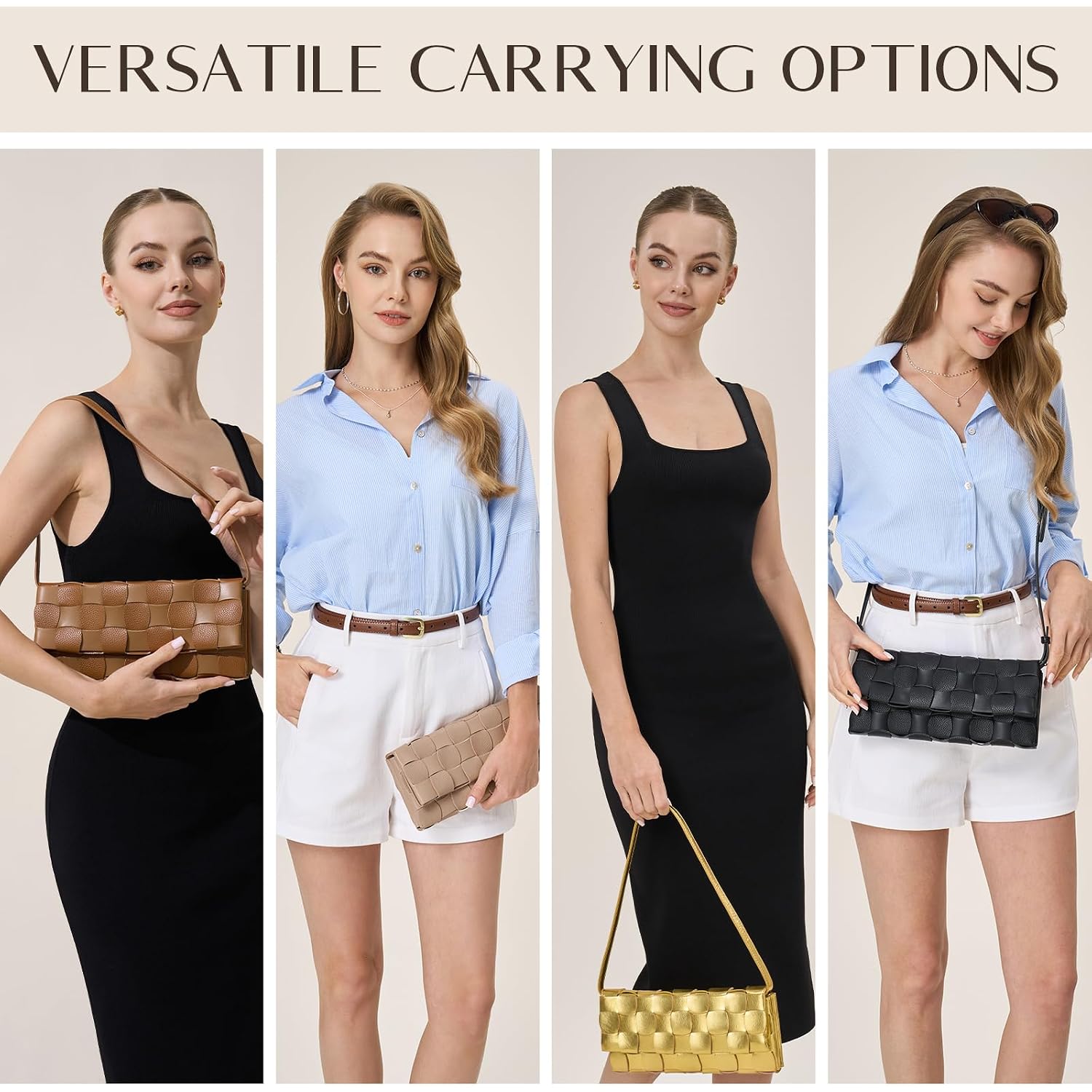 Woven Evening Clutch Purses For Women, Pu Crossbody Shoulder Purse Handbag For Evening, Formal Events, Wedding, Party