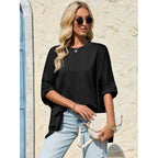 Tankaneo Womens Oversized Tshirts Batwing Short Sleeve Asymmetric Hem Tops Summer Casual Loose Fit Tunic Tee Shirts