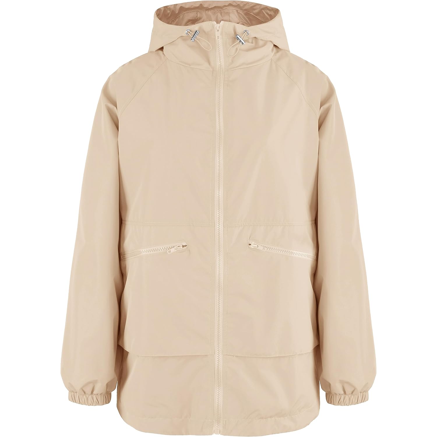 Womens Waterproof Raincoat Lightweight Rain Jacket Trench Coat Hooded Windbreaker With Pockets For Outdoor