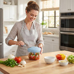 Manual Food Processor, Hand Pull Vegetable And Herb Chopper, Easy Use Bpa Free Manual Cutter For Quick Prep For Ginger Fruits Garlic Nuts Onion, Blue