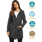 Lomon Women Waterproof Lightweight Rain Jacket Active Outdoor Hooded Raincoat