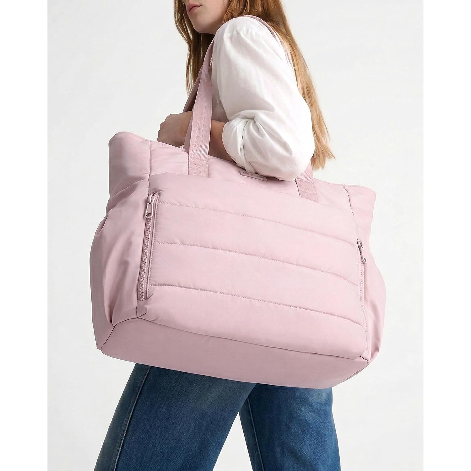 Nishel Travel Puffy Tote Bag For Women, Ultra-Lightweight Large Tote Purse For Office Day And A Short Weekend Getaway