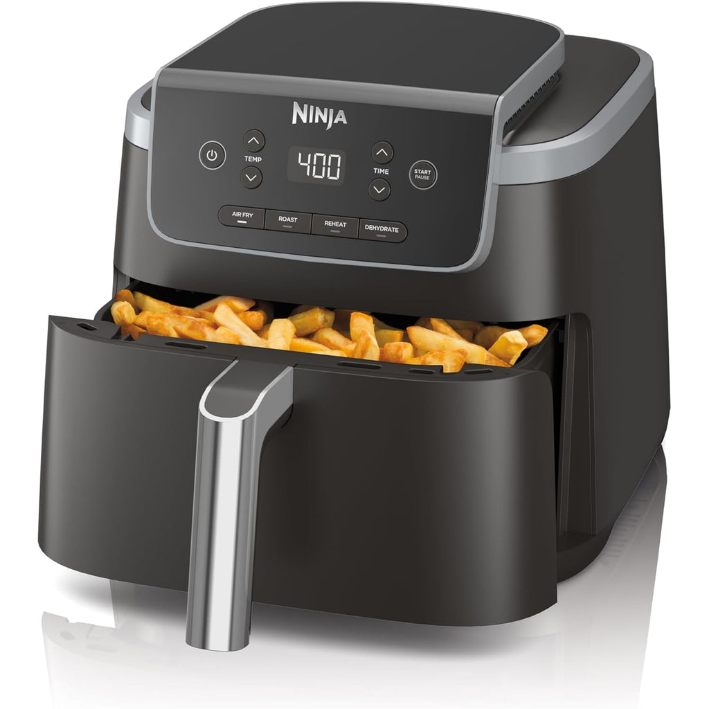 Ninja Air Fryer with Air Crisp | 5 QT Capacity fits up to 4lbs of Fries | 4-in-1 Pro Air Fry, Roast, Reheat, Dehydrate | 400°F Max Temp | 1750 Watts | W/Nonstick Basket & Crisper Plate | Grey | AF141