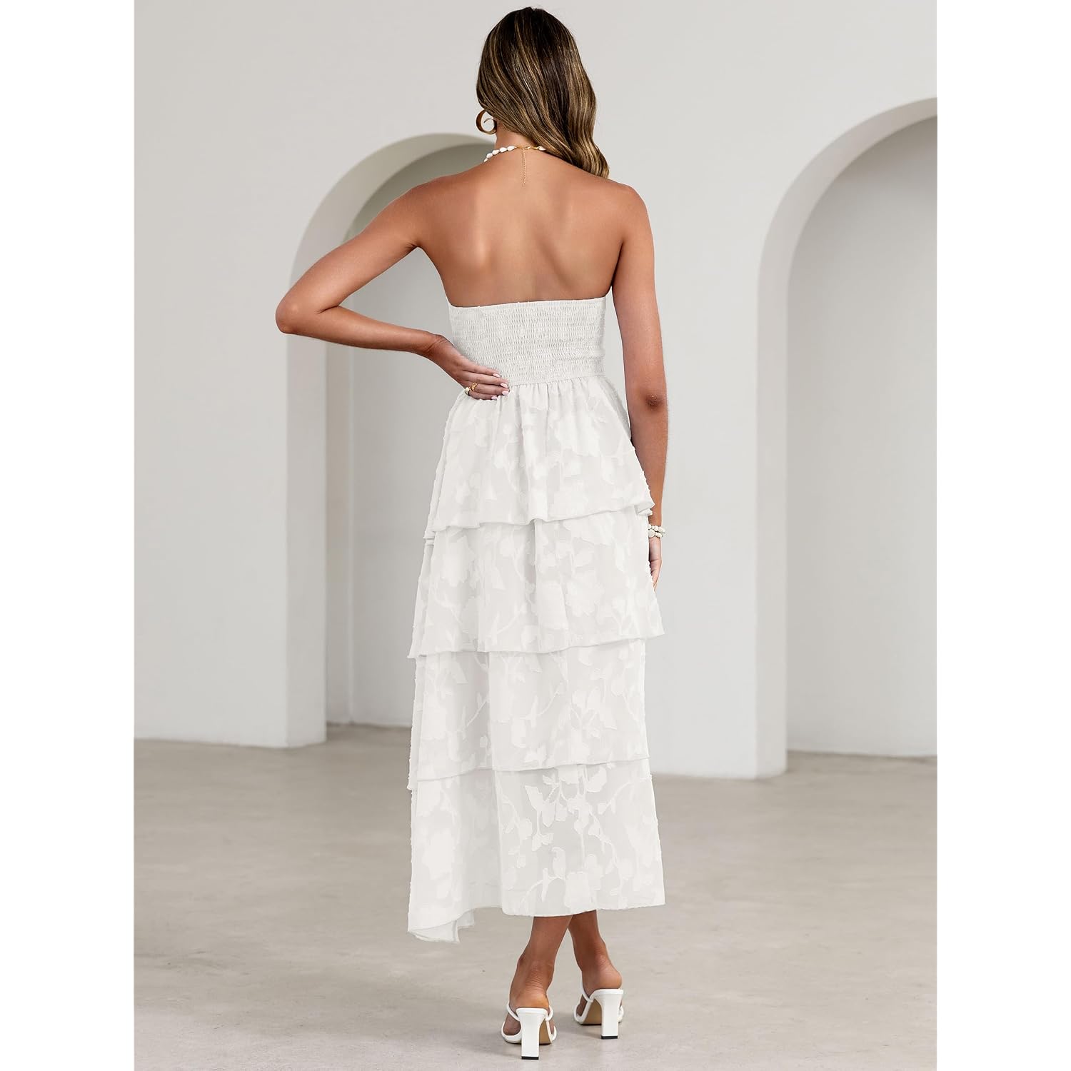 Simplee Womens Summer Strapless Maxi Dress 2026 Boho Floral Off Shoulder Wedding Guest Dresses Tiered Beach Long Sundress