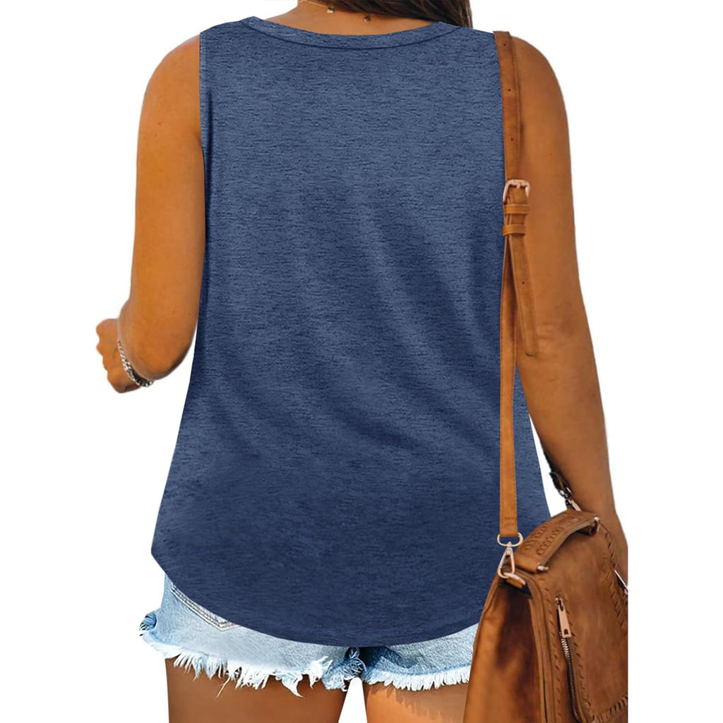 Plus Size Tank Tops for Women Summer Sleeveless Scoop Neck T-Shirts Tops Casual Tees Tunics Shirts
