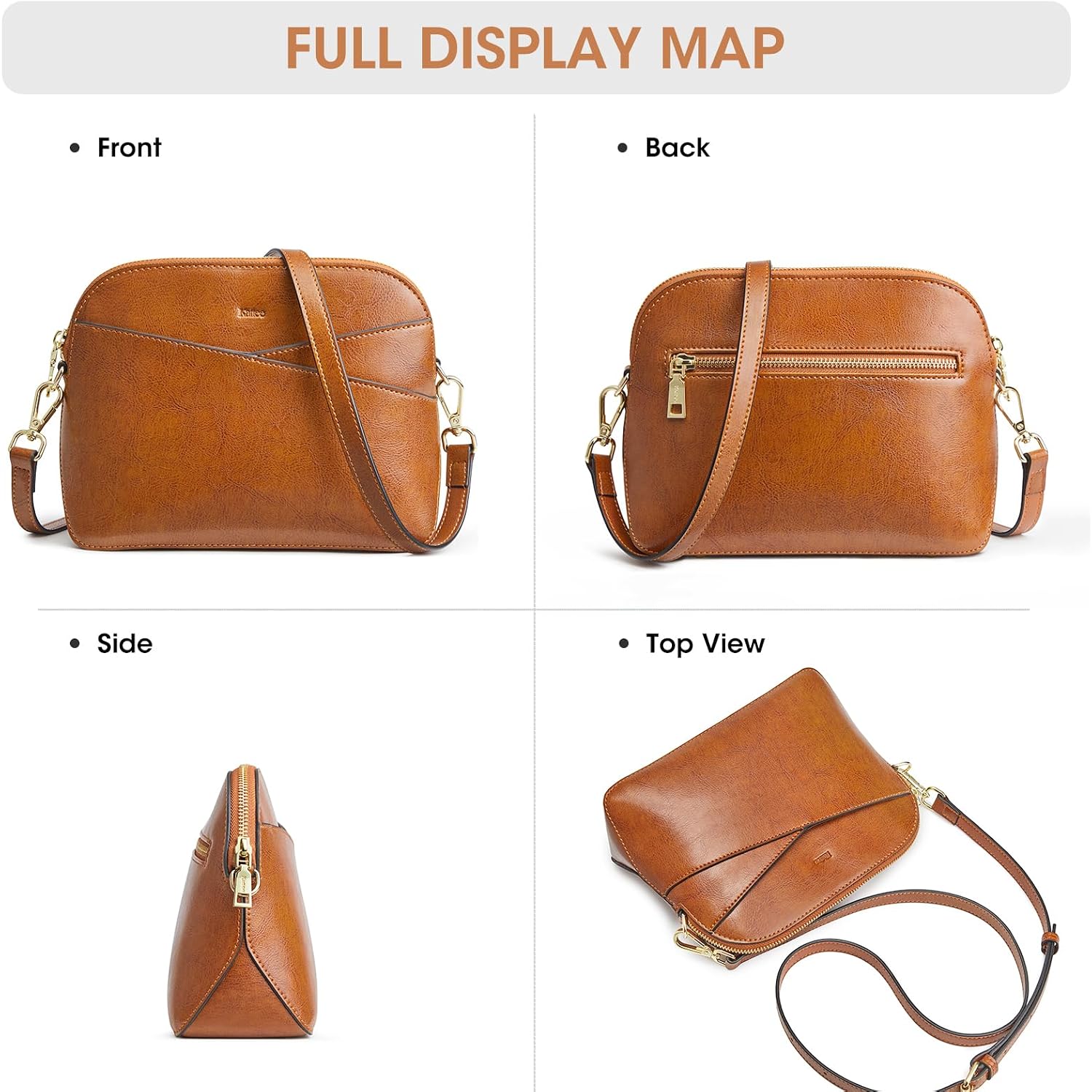Kattee Small Leather Crossbody Bags For Women, Trendy Purses Handbags Shoulder Bag, Genuine Leather Cross Body Bag For Woman