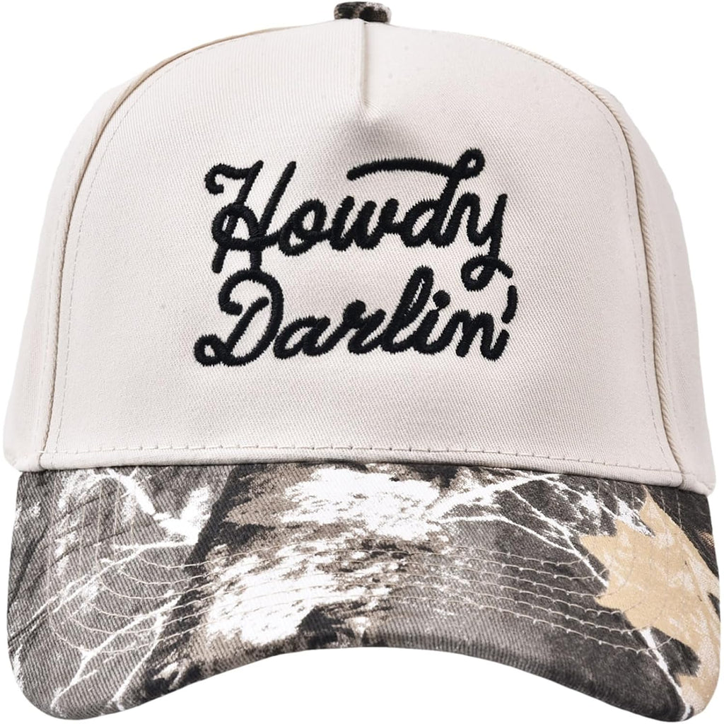Howdy Darlin' Vintage Hat Two-Tone Funny Trucker Hat Trendy Embroidered Baseball Cap for Women Men Camo