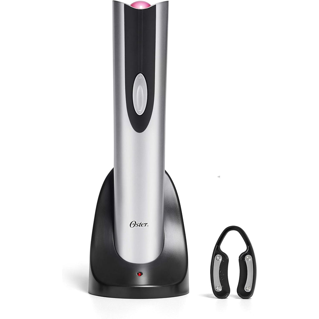 Oster Cordless Electric Wine Bottle Opener with Foil Cutter, Silver