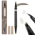 Dual-Ended Microblading Eyebrow Pencil For Women, 2 In 1 Liquid Eyebrow Pencil With Curved Tip And 4D Brow-Fection Microblading Pen, Shaped Fill Hairlike Waterproof Lasting Eyebrows 04 Black Brown