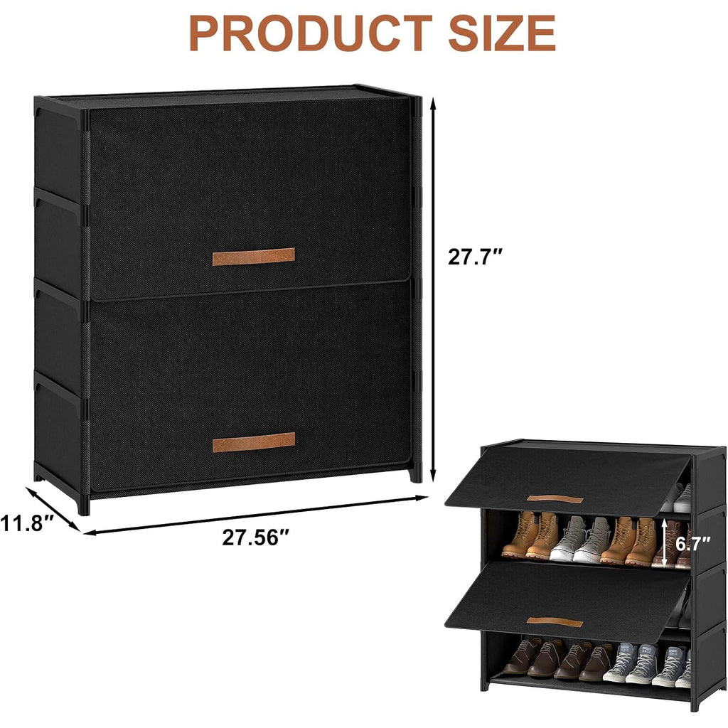 Shoe Rack, 5 Tier Shoe Storage Cabinet With Door 20 Pair Plastic Shoe Shelves Organizer For Closet, Entryway, Hallway, Bedroom, Black