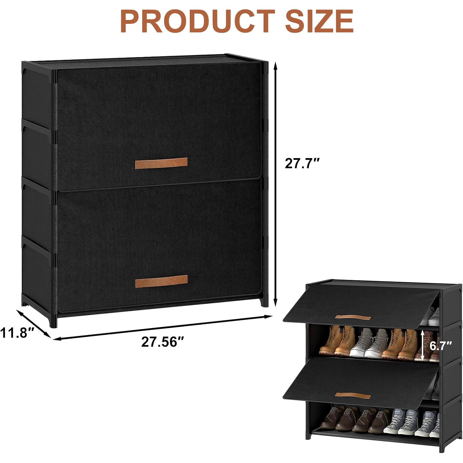 Shoe Rack, 5 Tier Shoe Storage Cabinet With Door 20 Pair Plastic Shoe Shelves Organizer For Closet, Entryway, Hallway, Bedroom, Black
