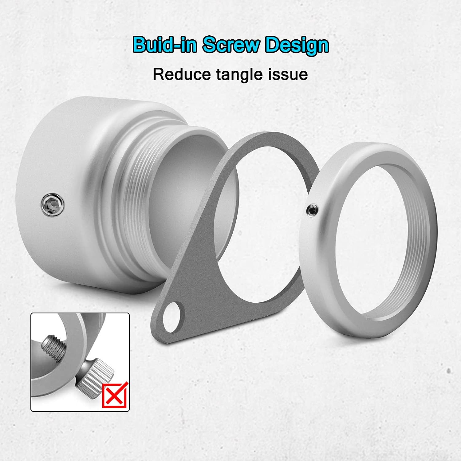 Flag Pole Rings, Aluminum Alloy Flagpole Rings 360° Rotating Anti Wrap Flag Mounting Ring, Spinning Flag Pole Clips With Carabiner For 0.75-1.02 Inch Diameter- Pack Of 2 (Silver)